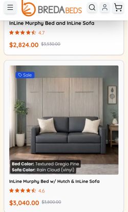 Breda Beds InLine Murphy Bed with Hutch and Sofa