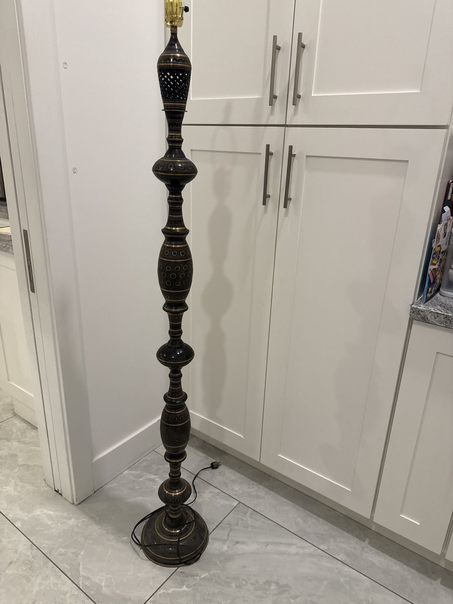 Antique Itched Brass Floor Lamp
