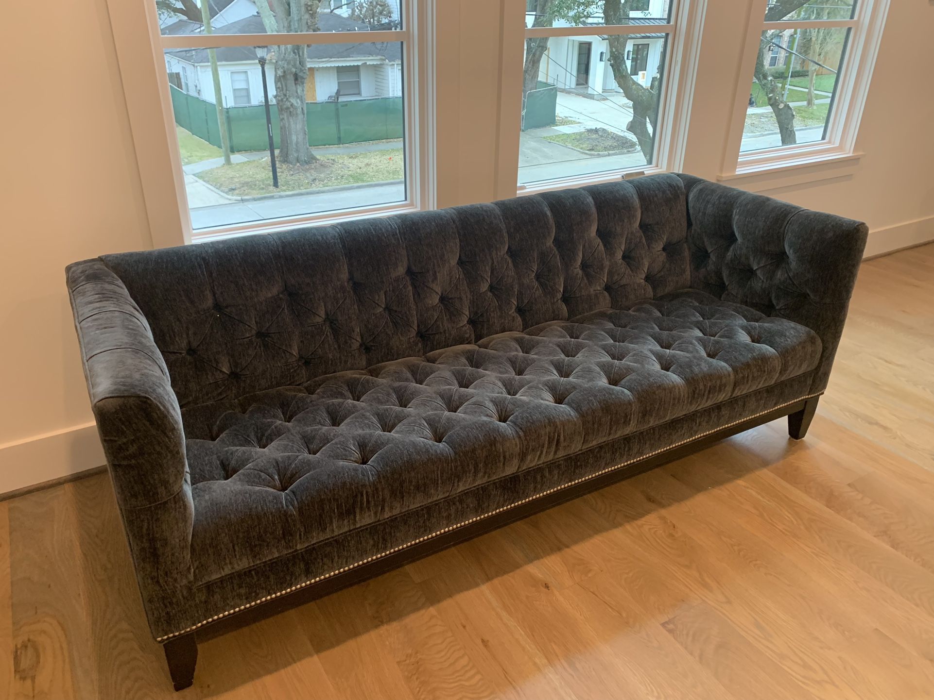 High Fashion Home Button Tufted Grey Sofa