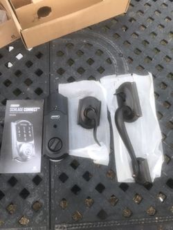 Schlage Connect Camelot Touchscreen Handleset with Accent Lever and Built-in Alarm