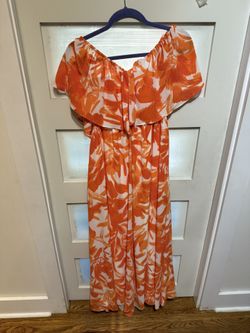 No Shoulders Orange Long Dress
