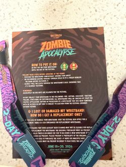 1 Zombie Apocalypse GA Wristbands