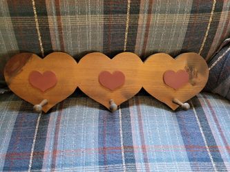 Wooden Heart Hat Hanger, Wooden Heart Key Holder,