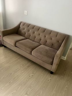 Tufted Microsuede 3-Seat Sofa