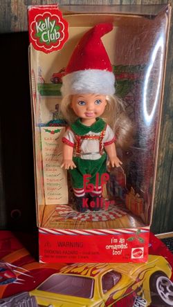 Kelly Club Elf Doll Ornament NRFB 2001 Barbie Mattel Holiday Christmas Santa Hat