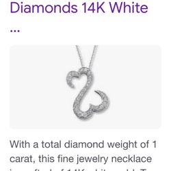Open Hearts Necklace 1 ct tw Diamonds 14K White