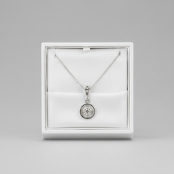 14K White Gold Diamond Pendant & 16" Cable Chain - 0.15ct