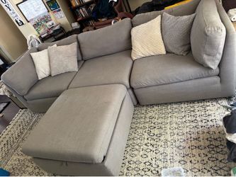 Gray Couch with Ottoman