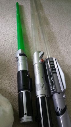 Three lightsabers