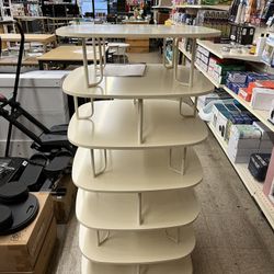 VASAGLE 7-Tier Rotating Shoe Rack Tower Closet Organizer - Cream White