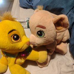 Disney 2002 Simba N Nala Plush Set From Disney Store With Magnetic Kisses 