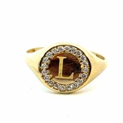 Woman’s Ladies 10k Yellow Gold CZ Cubic Zirconia Initial L Round Ring Size 7.5 GP3134938