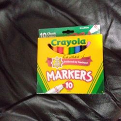 New Unopened Crayola 10-Pack Broad Line Markers (Classic Colors)
 