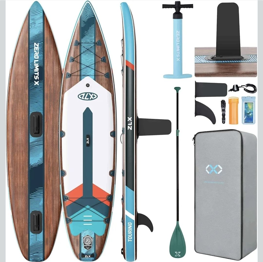 ZLX 11’6 Touring Inflatable Paddle Board | Extract Wide Fast-Tracking SUP for Long-Distance Touring | Stable Stand Up Paddle Board with Seat, Backpack