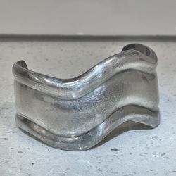 Vintage Mexico 925 Sterling Silver Sculptural Wave Cuff Bracelet - (68.39g)