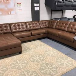 Brand New/ Brown Leather Large Sectional,seccional, Couch/ Financing Options 