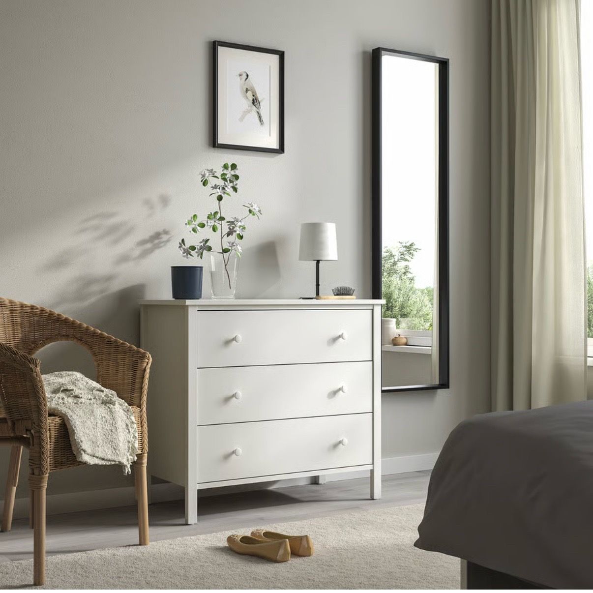 IKEA KILBERGET 3-drawer dresser, white/anchor/unlock function, 33 7/8x30 3/4 "