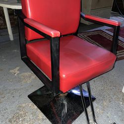Faux Red Leather Barbers Chair