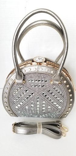 Diamond closure clutch/shoulder comfortable Grey bag