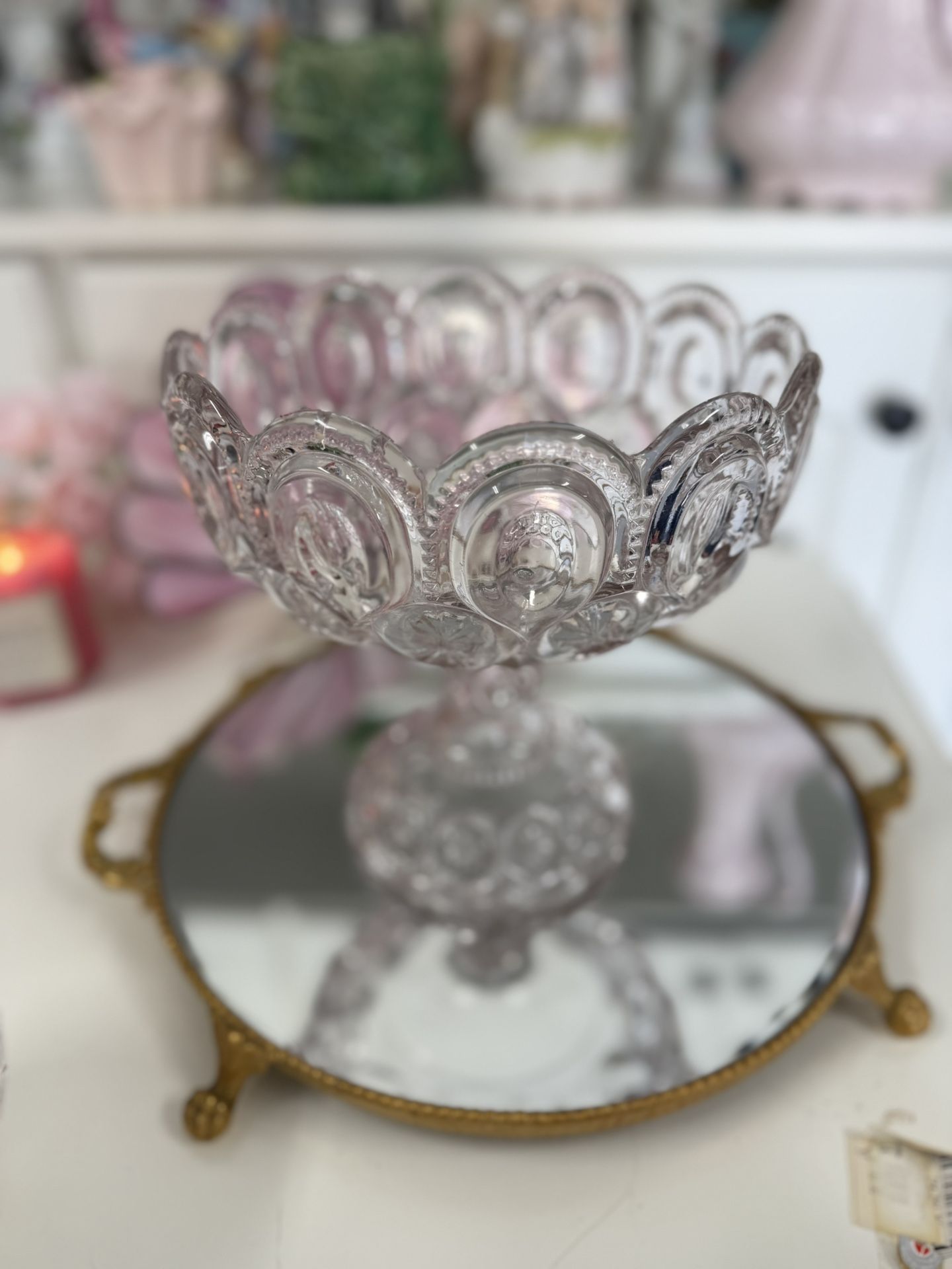 L.E. Smith Moon & Stars Large Compote