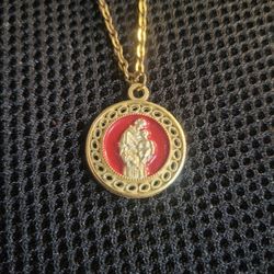 St Joseph Medal In Red And Gold Tones! Pendant Only! 