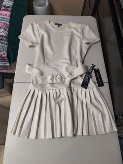 Elizabeth & Nicole Petite Pleated Dress with Belt