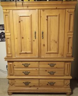 Solid Wood Armoire with Drawers