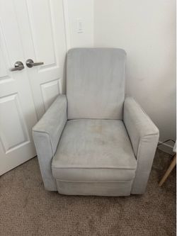 Nursery Rocker Recliner Chair – 360° Swivel – Light Gray