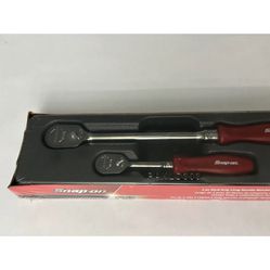 Snap-on Tools NEW 2pc 1/4" & 3/8"dr RED Fixed-Head Ratchet Set RAT2TFHLDR