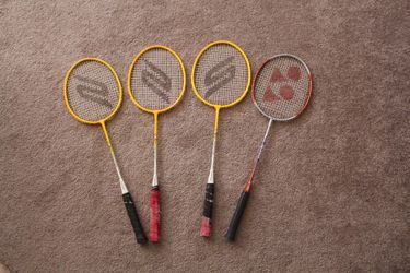 Lot of 4 Badminton Rackets Yonex B-550 & Slazenger XCEL Pre-Strung Used
