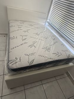 Full size bed frame with mattress all new furniture free delivery free installation