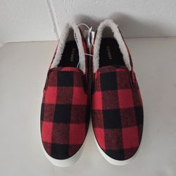 Christmas Buffalo Plaid (Checker Print) Slip on Shoes. Sz 10. NEW