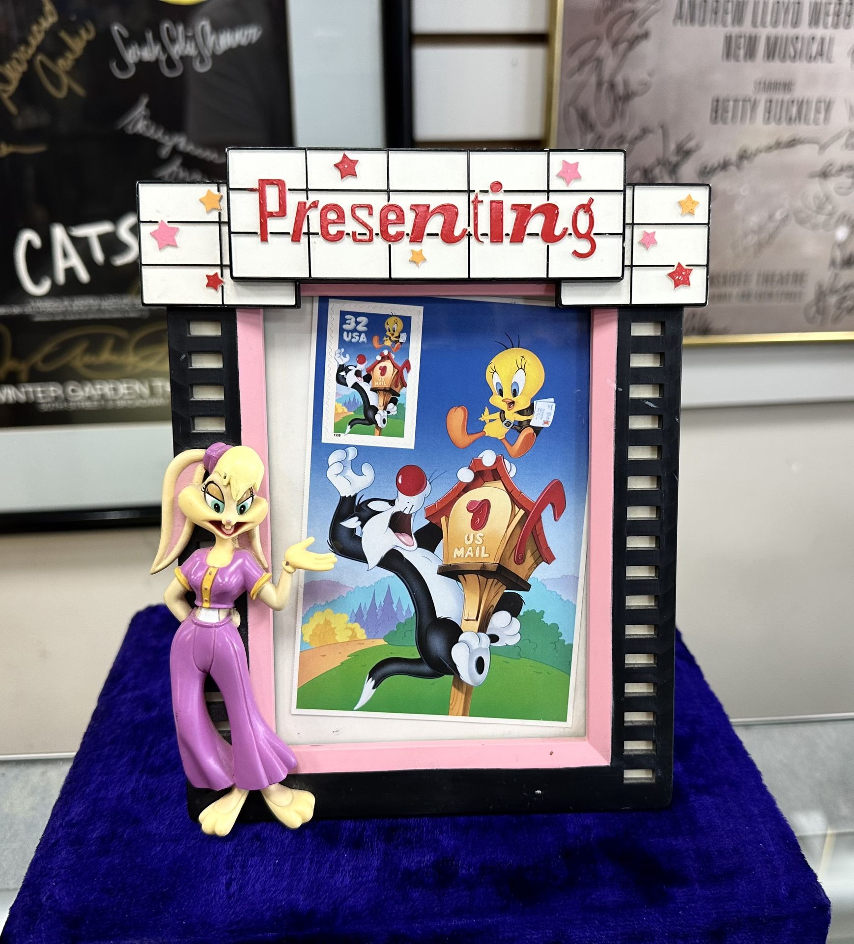 Vtg Looney Tunes Warner Brothers Lola Bunny Photo Frame 4x6 1997 + USA 32 Stamp
