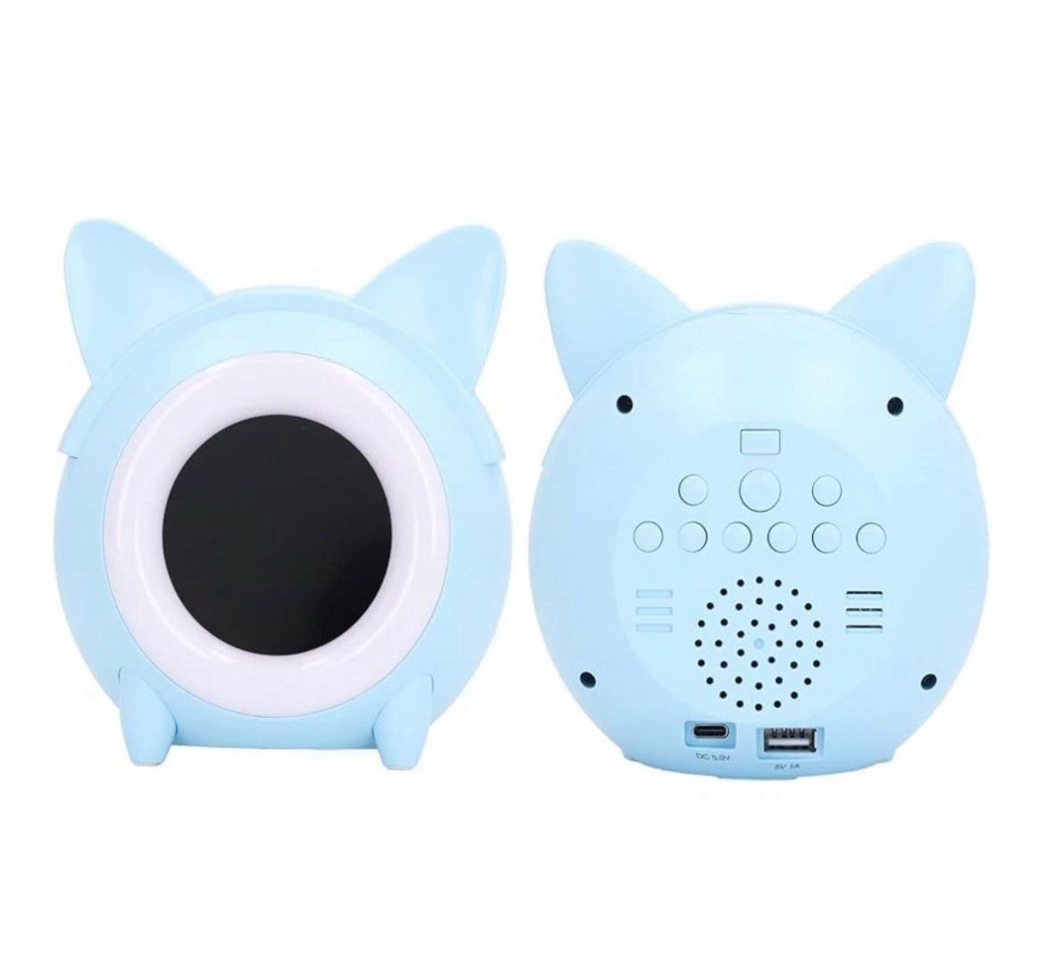 Kids Cartoon Cat Shaped Digital Alarm Clock Children Sleep Training Night Light