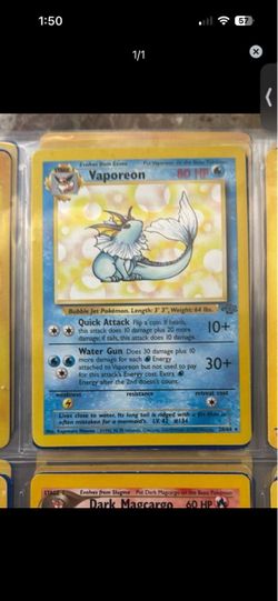 Vaporeon Pokémon Card 28/64 Jungle Set