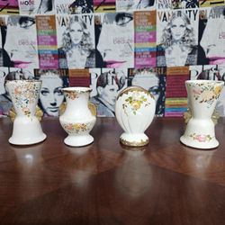 Vintage Floral Ceramic Vases Set of 4