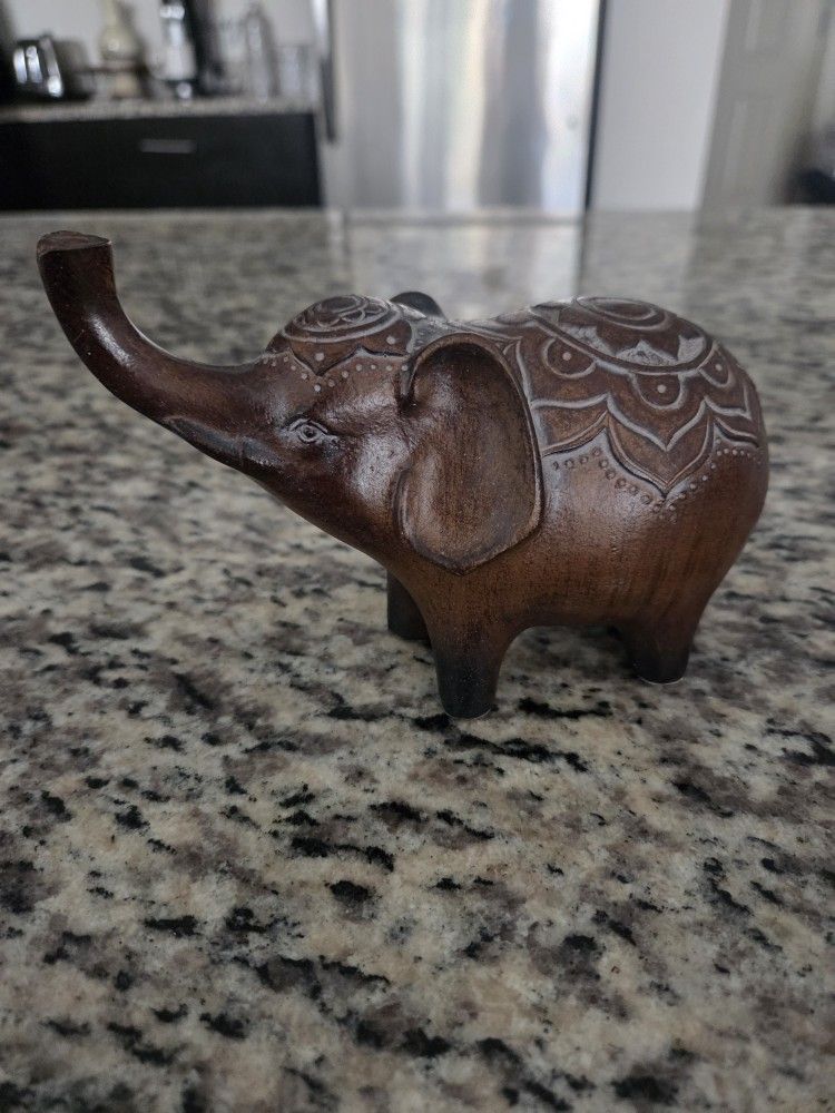 Wooden Elephant With Design