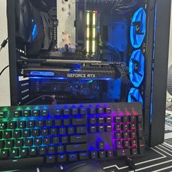 Gaming pc desktop computer intel i7-8700k, rtx 2070 super, 16 gb ram, nvme, wifi, keyboard and mouse
