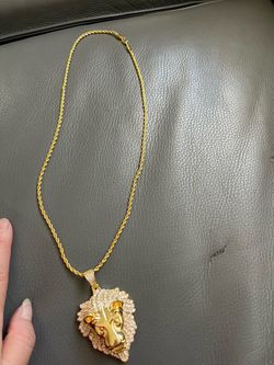 New Brass Lion Head Pendant Micro Pave Stones Hip Hop Jewelry 24" Rope Chain Necklace