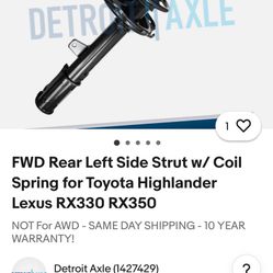 Left Rear Strut For Toyota/Lexus $45
