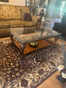 Sofa, 2 chairs, tables