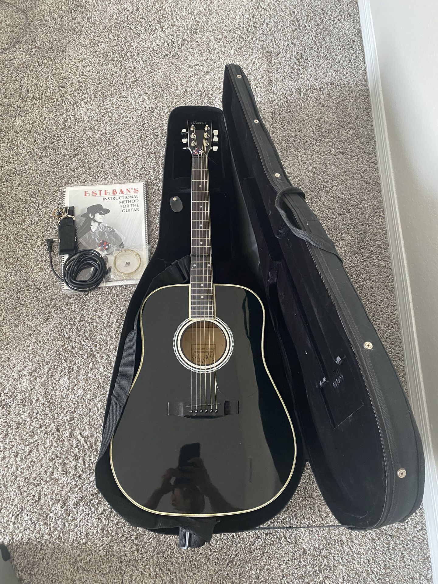 Esteban black 2024 acoustic guitar