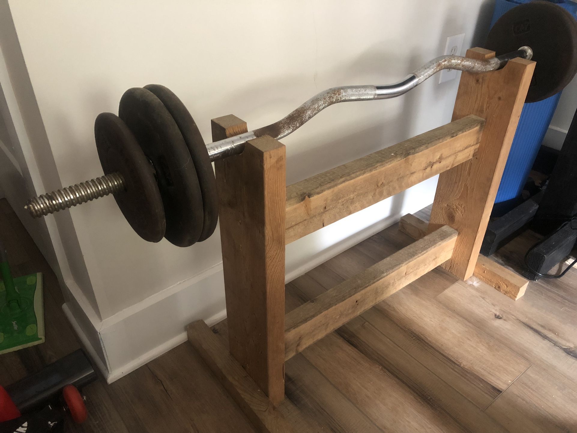 Curl Bar with Weight And Stand 