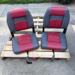 NORTHCAPTAIN Deluxe Charcoal/Wine Red Low Back Folding Boat Seat, 2 Seats