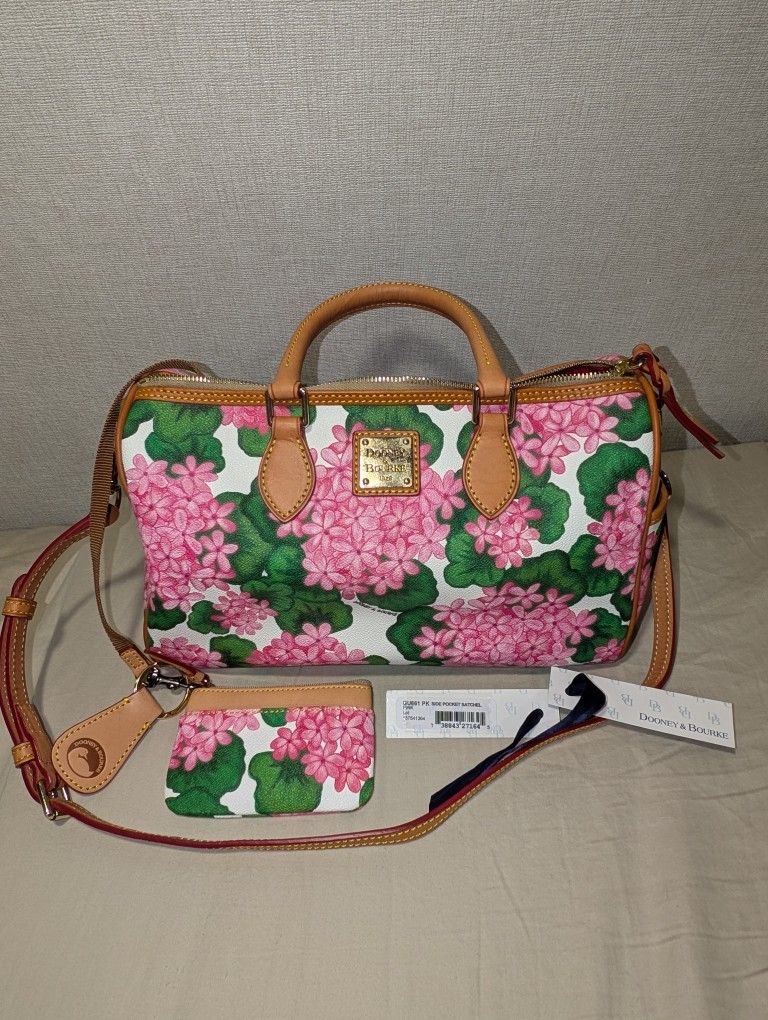 Dooney & Bourke Hydrangea Basketweave satchel w/ coin purse