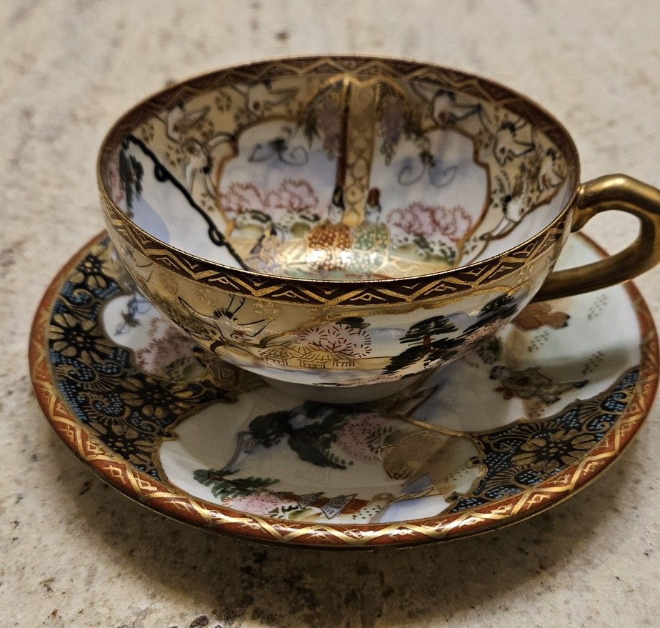 Kutani China Teacup & Saucer