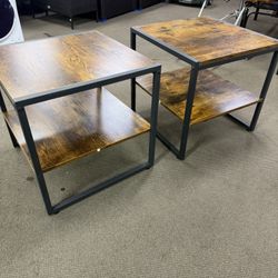 Vintage Side Table for Living Room, 2 Tier Coffee Table,
