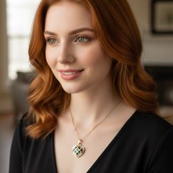 14k gold 18" chain with sapphire heart shape pendant