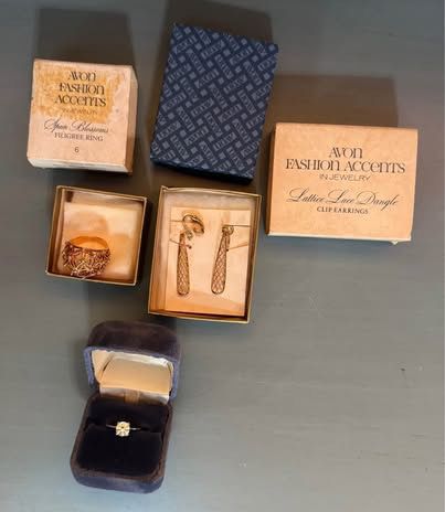 Vintage Avon Jewelry Lot Rings Earrings in Boxes $10 for All 