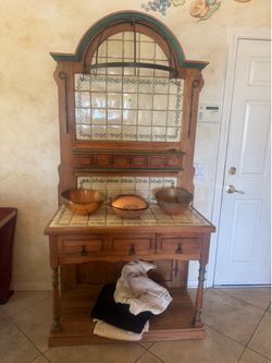 Mission style kitchen hutch